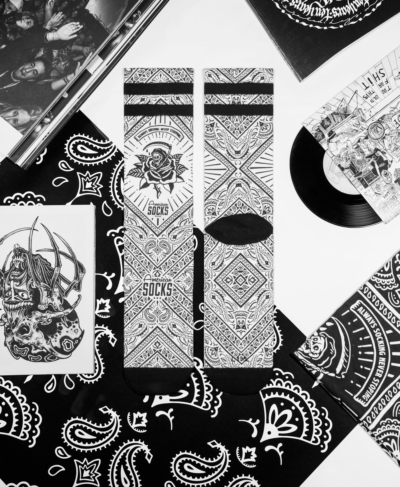 Bandana White - Mid High - AmericanSocks