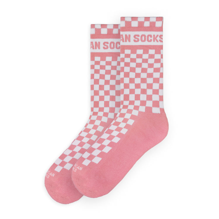 Pink Checkerboard - Mid High - AmericanSocks