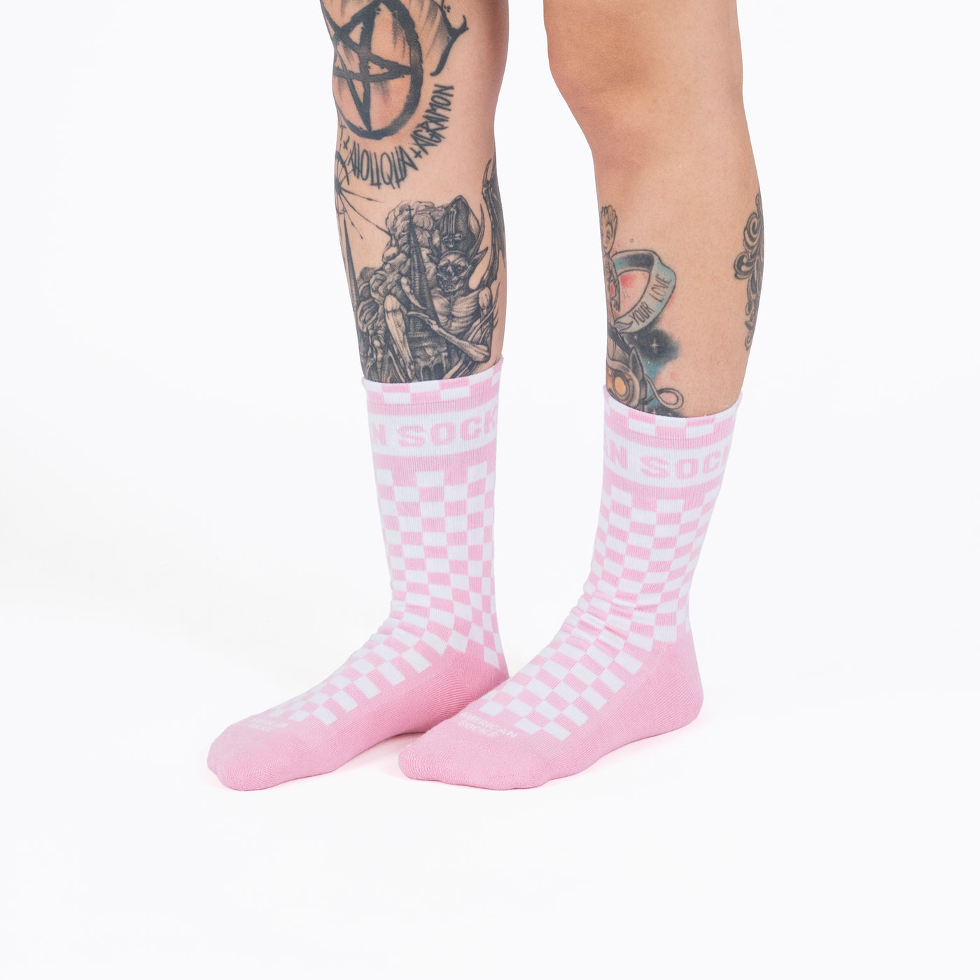Pink Checkerboard - Mid High - AmericanSocks